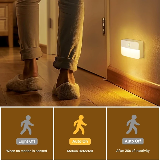 Alt view image 6 of 7 - 8-Pack Rechargeable Motion Sensor Stair Lights for Indoor, Wireless Battery Night Light, Magnetic LED Stick-On Portable Lamp for Step, Hallway, Closet, Under Cabinet, Bedroom, Kitchen, Bathroom