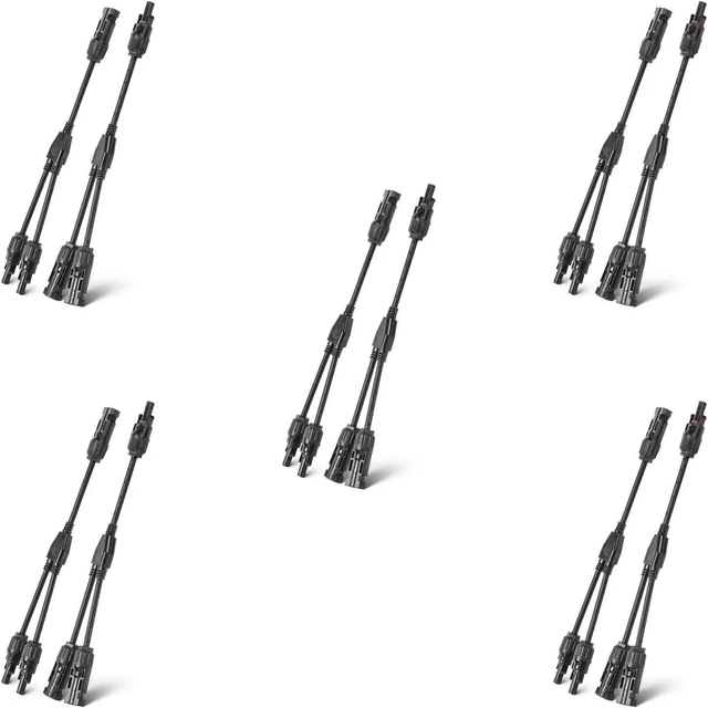 Main image of 1000V Solar Panel 2-to-1 Splitter, 2-Way Y Branch Parallel Connector Cable, 1-to-2 Adapter (5 Pair 2 to 1)