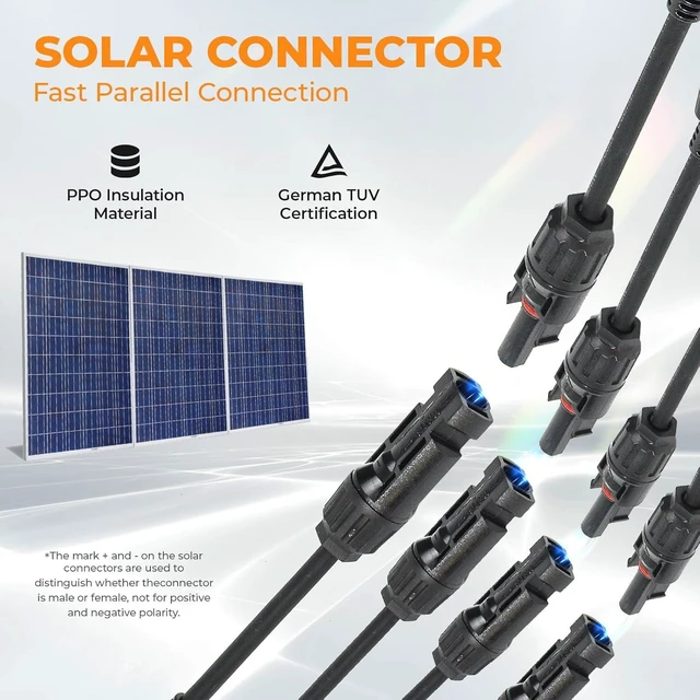 Alt view image 2 of 7 - 1000V Solar Panel 2-to-1 Splitter, 2-Way Y Branch Parallel Connector Cable, 1-to-2 Adapter (5 Pair 2 to 1)