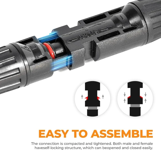 Alt view image 5 of 7 - 1000V Solar Panel 2-to-1 Splitter, 2-Way Y Branch Parallel Connector Cable, 1-to-2 Adapter (5 Pair 2 to 1)