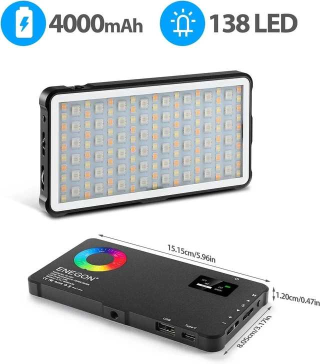 Alt view image 6 of 7 - RGB Video Light Panel - 4000mAh Rechargeable LED Camera Light, Full Color with 24 Light Effects, CRI95 2500-9000K, Power Bank Function
