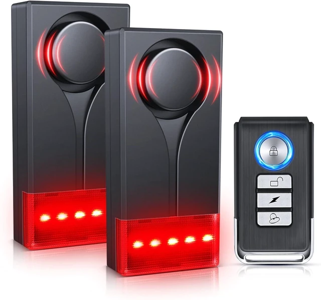 Main image of Car Anti-Theft Vibration Alarm 108dB Automobile Vibration Sound & Light Alert, Wireless Remote Interior Safety Light with 2pcs Alarm