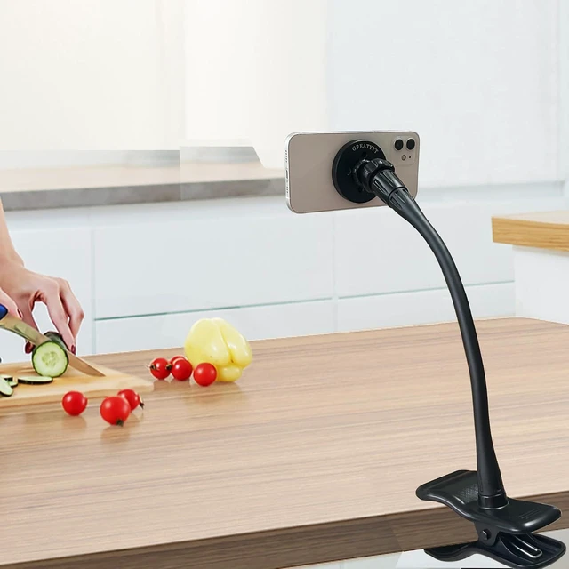 Alt view image 2 of 6 - Magnetic Gooseneck Phone Holder Clamp Mount for MagSafe, Cell Phone Clip for Guitar, Bass, Desk & Pole, Phone Stand for Recording/Live Broadcast
