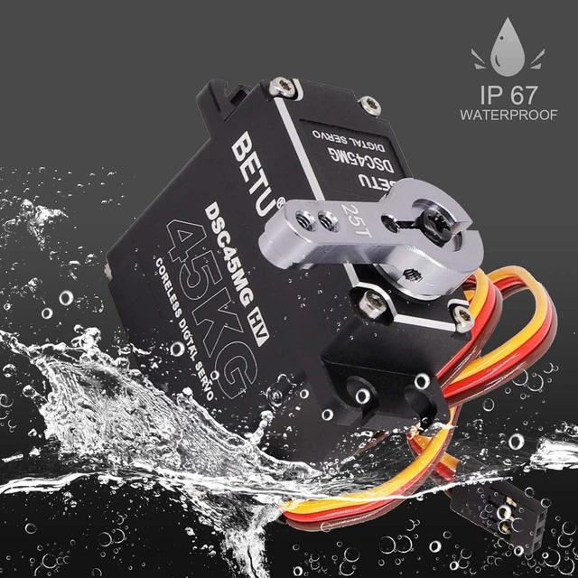 Alt view image 3 of 7 - 45Kg Coreless Servo Motor HV 8.4V High Torque RC Digital Full Waterproof Servo, Stainless Steel Gear with 25T Servo Horn, 180°