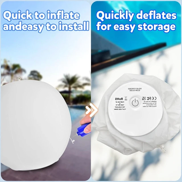 Alt view image 4 of 6 - 4 Pack 14-Inch Solar Floating Ball Pool Lights Solar Powered with 16 Light Modes, Inflatable LED Light-Up Beach Balls for Outdoor Pool Decorations