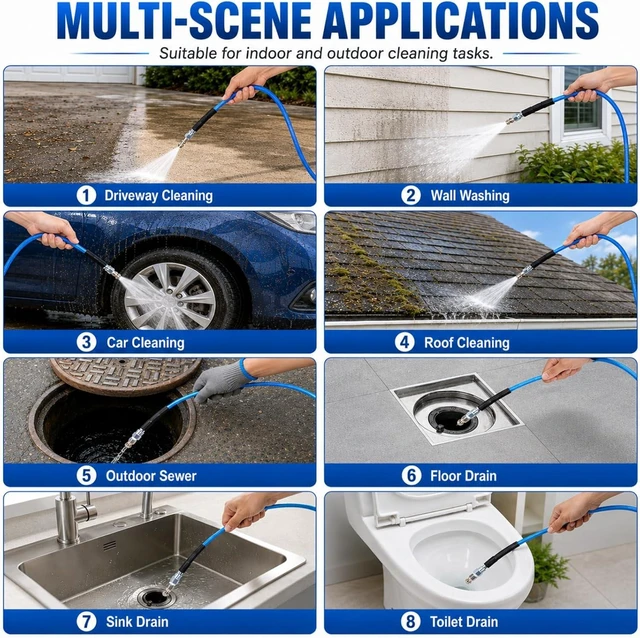 Alt view image 2 of 7 - 100 FT Sewer Jetter Kit for Pressure Washer 5800PSI Drain Cleaner Hose