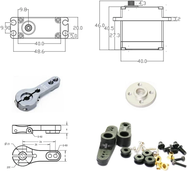 Alt view image 7 of 7 - 45Kg Coreless Servo Motor HV 8.4V High Torque RC Digital Full Waterproof Servo, Stainless Steel Gear with 25T Servo Horn, 180°