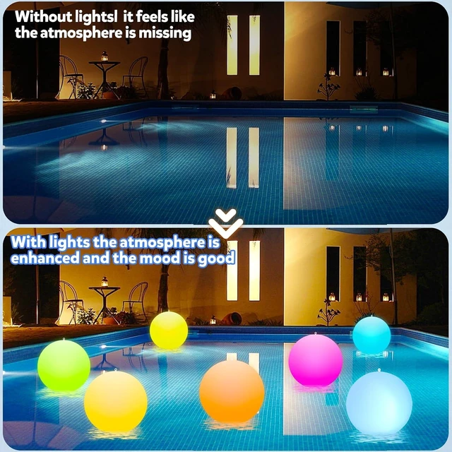 Alt view image 5 of 6 - 4 Pack 14-Inch Solar Floating Ball Pool Lights Solar Powered with 16 Light Modes, Inflatable LED Light-Up Beach Balls for Outdoor Pool Decorations