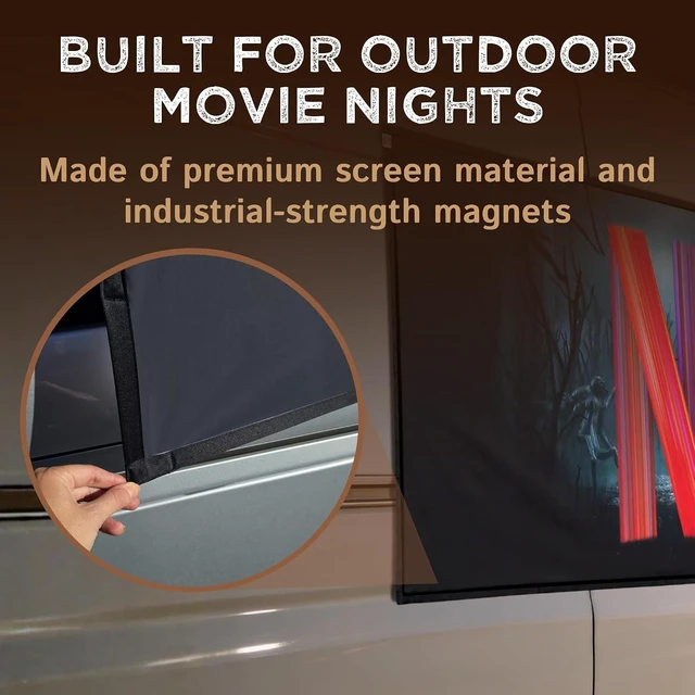 Alt view image 6 of 7 - Magnetic Outdoor Projector Screen Portable HD 16:9 Screen, 1080 Compatible, Foldable Camping White Screen for Van, SUV & Car Outdoor Movies