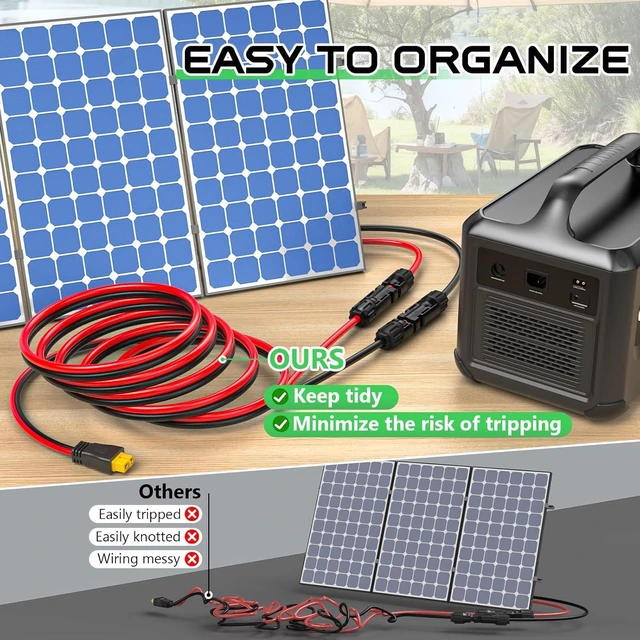 Alt view image 5 of 7 - 10AWG 30FT Solar to XT60 Cable, XT60 Solar Charging Extension Adapter for RV Portable Power Station