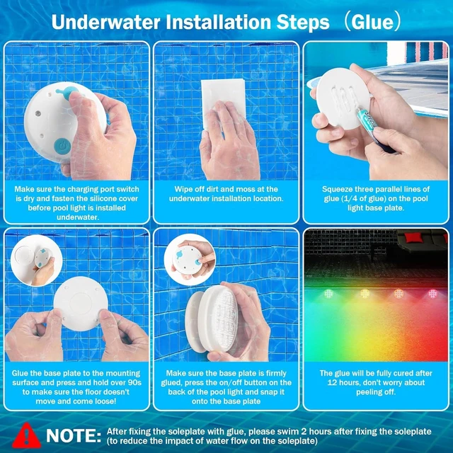 Alt view image 2 of 7 - Pool Lights (4 Pack) Ultra-High-Brightness Rechargeable Submersible Lights with Remote, IP68 Waterproof 22-Color Changing 2600mAh Magnetic LED Underwater Light for Pools, Hot Tubs & Ponds