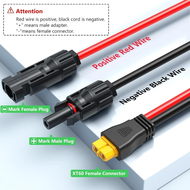 Alt view image 6 of 7 - 10AWG 30FT Solar to XT60 Cable, XT60 Solar Charging Extension Adapter for RV Portable Power Station