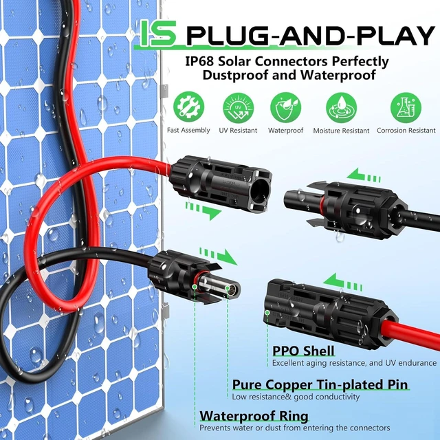 Alt view image 4 of 7 - 10AWG 30FT Solar to XT60 Cable, XT60 Solar Charging Extension Adapter for RV Portable Power Station