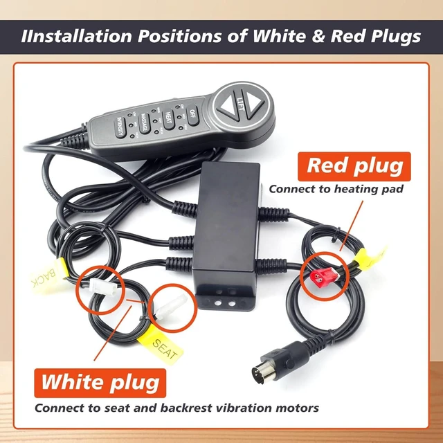 Alt view image 6 of 7 - MLSK55-A1 Lift Chair Hand Control Remote with USB, 6 Function Keys, 5-Pin Male Plug & Junction Box Replacement for Catnapper, Okin, Mulin, Dewert, Limoss & Kaidi