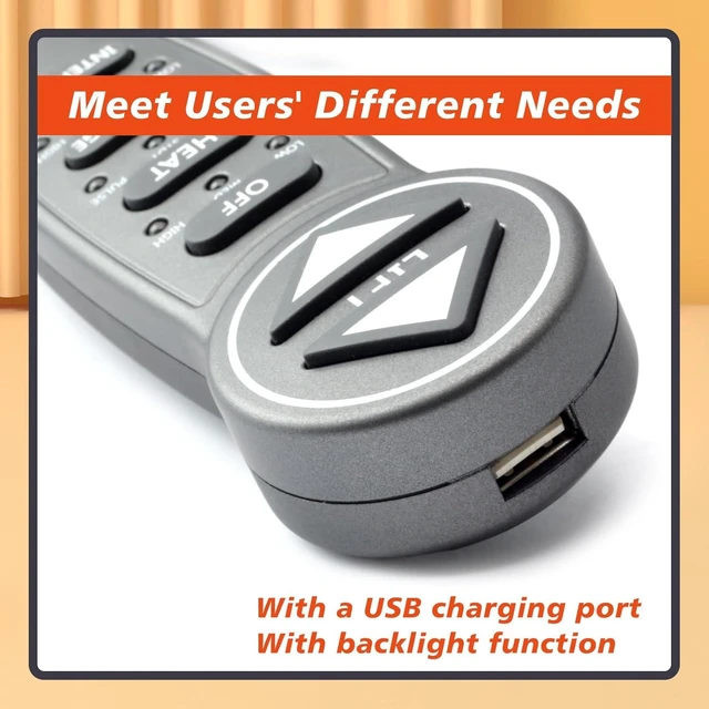Alt view image 7 of 7 - MLSK55-A1 Lift Chair Hand Control Remote with USB, 6 Function Keys, 5-Pin Male Plug & Junction Box Replacement for Catnapper, Okin, Mulin, Dewert, Limoss & Kaidi