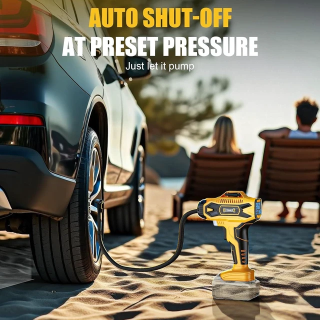 Alt view image 6 of 7 - Cordless Tire Inflator Air Compressor for Dewalt 20V Battery, 160PSI Portable Air Pump with Digital Pressure Gauge, Fast Inflation for Cars, Motorcycles & Bikes (Tool Only)