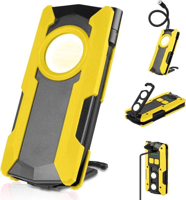 Main image of 40W 2000LM Rechargeable LED Work Light, Battery Powered Magnetic Flood Light with Gooseneck Flashlight for Car Repairing, Camping & Inspection