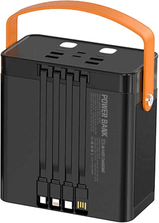 Alt view image 2 of 6 - 100000mah Power Bank Fast Charging Portable Charger with LED Light & Built-in Cables, Rechargeable Power Supply for Cell Phones, Random Color