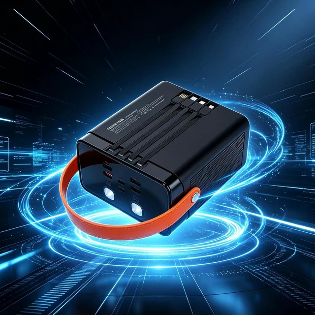Alt view image 5 of 6 - 100000mah Power Bank Fast Charging Portable Charger with LED Light & Built-in Cables, Rechargeable Power Supply for Cell Phones, Random Color