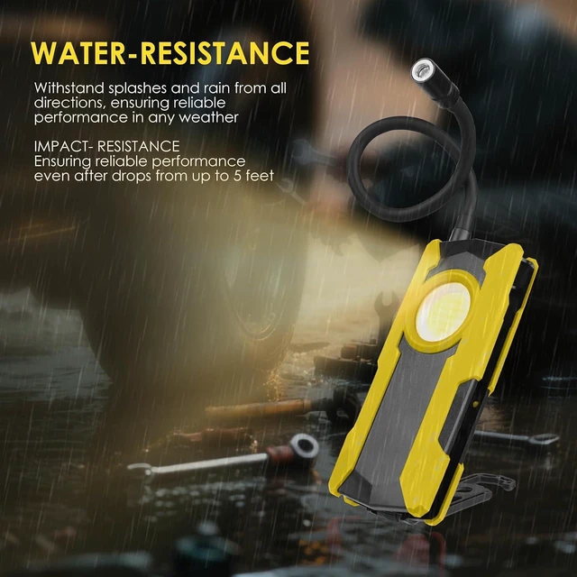 Alt view image 7 of 7 - 40W 2000LM Rechargeable LED Work Light, Battery Powered Magnetic Flood Light with Gooseneck Flashlight for Car Repairing, Camping & Inspection