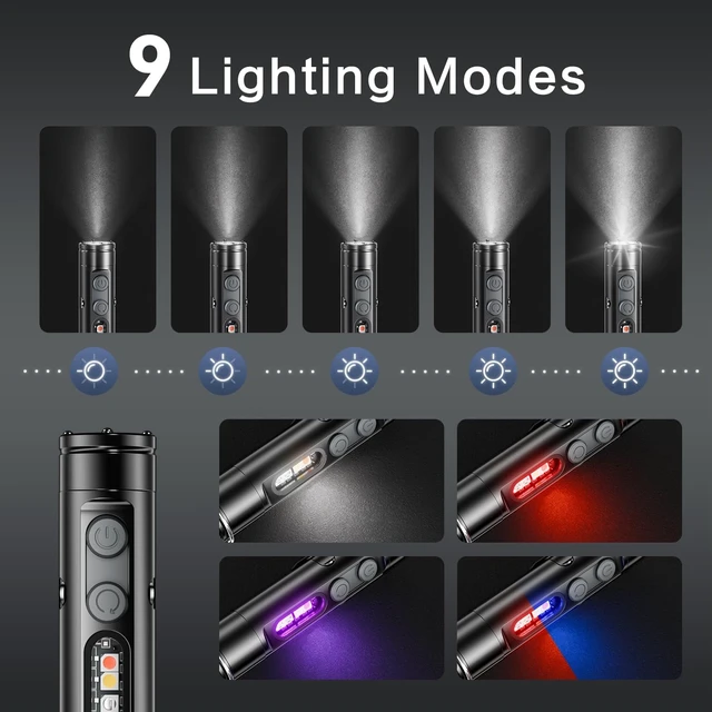 Alt view image 2 of 7 - Taclite Mini K2 Flashlight Ultimate Everyday Micro Tool with COB Light, 6-in-1 Rechargeable Keychain Torch, Side Lights, Strobe, Magnet, Window Breaker & Electric Lighter, EDC Survival Tool