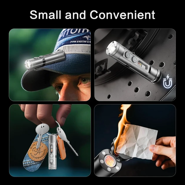 Alt view image 3 of 7 - Taclite Mini K2 Flashlight Ultimate Everyday Micro Tool with COB Light, 6-in-1 Rechargeable Keychain Torch, Side Lights, Strobe, Magnet, Window Breaker & Electric Lighter, EDC Survival Tool