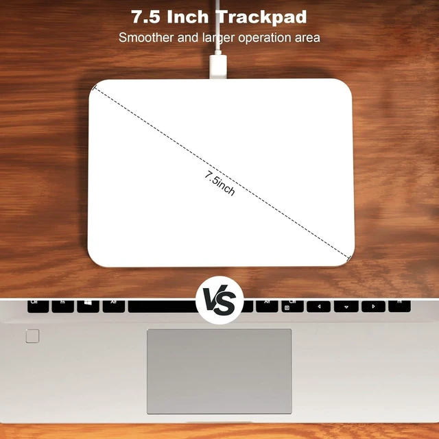Alt view image 4 of 7 - Rechargeable Wireless Trackpad for Mac & Windows, 7.5" Glass Surface with High Precision Multi-Gesture Control, 2.4G USB for MacBook, iMac, Laptop & PC
