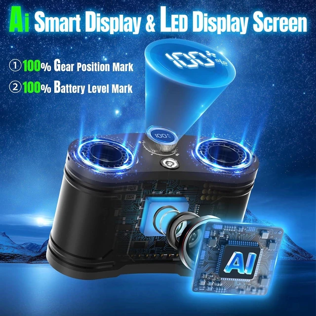 Alt view image 4 of 7 - 2026 25000mAh AI Portable Waist Fan 100 Speeds 34000RPM Strong Airflow, Belt Fan with up to 145H Working Time & Flashlight, Rechargeable Wearable Personal Fan for Outdoor