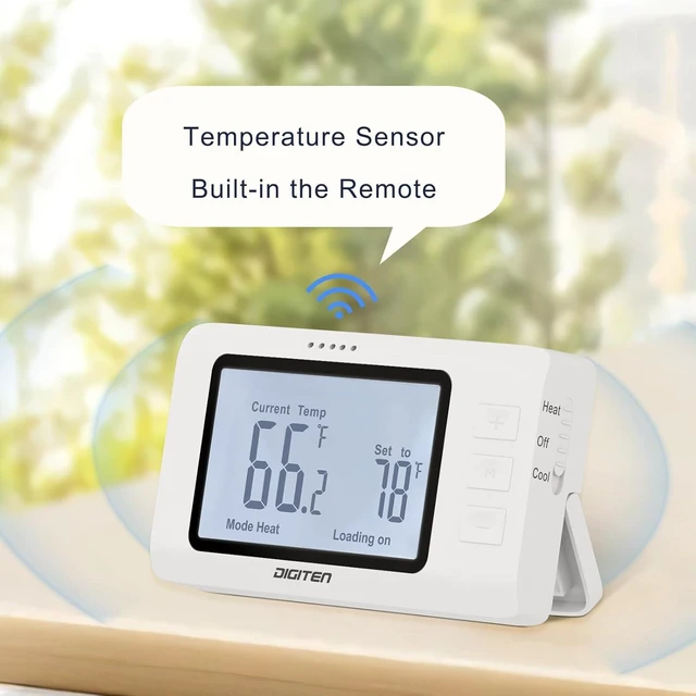 Alt view image 3 of 5 - Remote Control Thermostat, Pre-Wired Temp Controller with Heating/Cooling Mode, Temperature-Controlled Plug for Space Heaters, Window AC, Fans, 110V