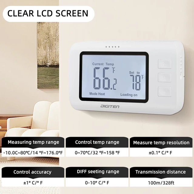 Alt view image 5 of 5 - Remote Control Thermostat, Pre-Wired Temp Controller with Heating/Cooling Mode, Temperature-Controlled Plug for Space Heaters, Window AC, Fans, 110V