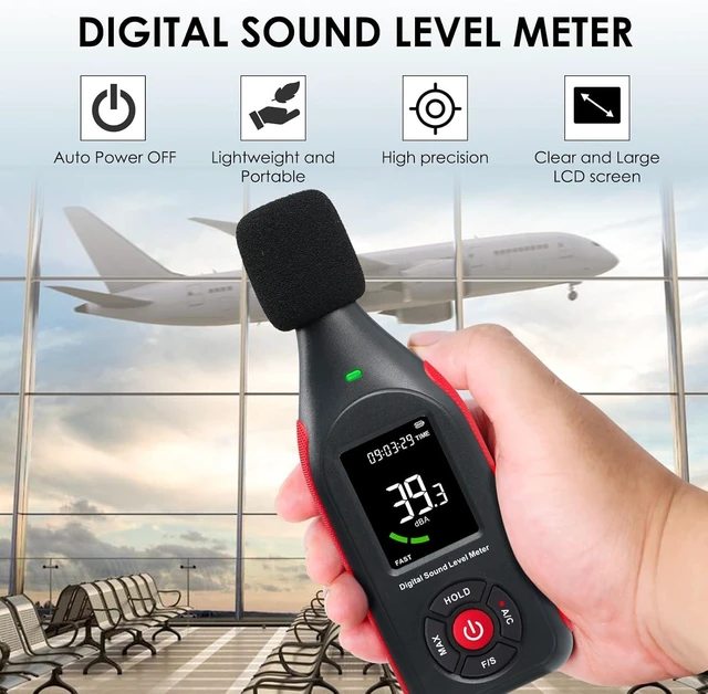 Alt view image 4 of 7 - Digital Sound Level Meter Data Logger, dB Meter 30~130dB, 31,000 Data, 3-Color Light Alarm, USB Rechargeable SPL Meter for Home, Classroom, Office & Industrial