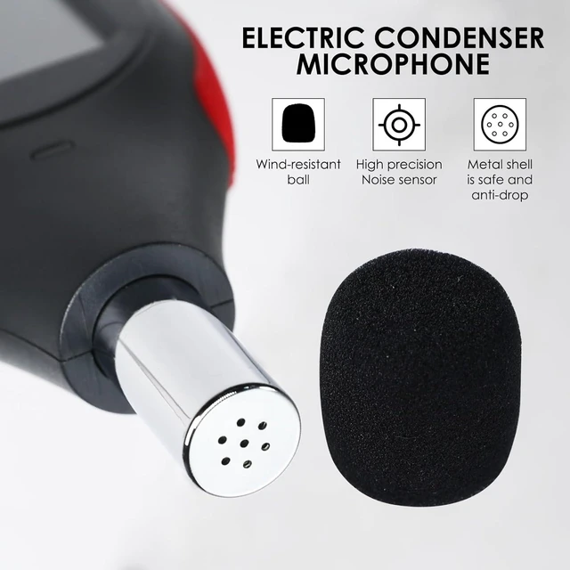 Alt view image 6 of 7 - Digital Sound Level Meter Data Logger, dB Meter 30~130dB, 31,000 Data, 3-Color Light Alarm, USB Rechargeable SPL Meter for Home, Classroom, Office & Industrial