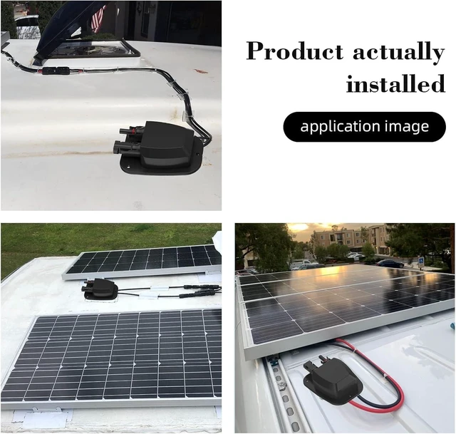 Alt view image 7 of 7 - Solar Double Cable Entry Gland with 10AWG 20Ft Solar Panel Extension Cable & Connectors for RV, Campervan & Solar Projects