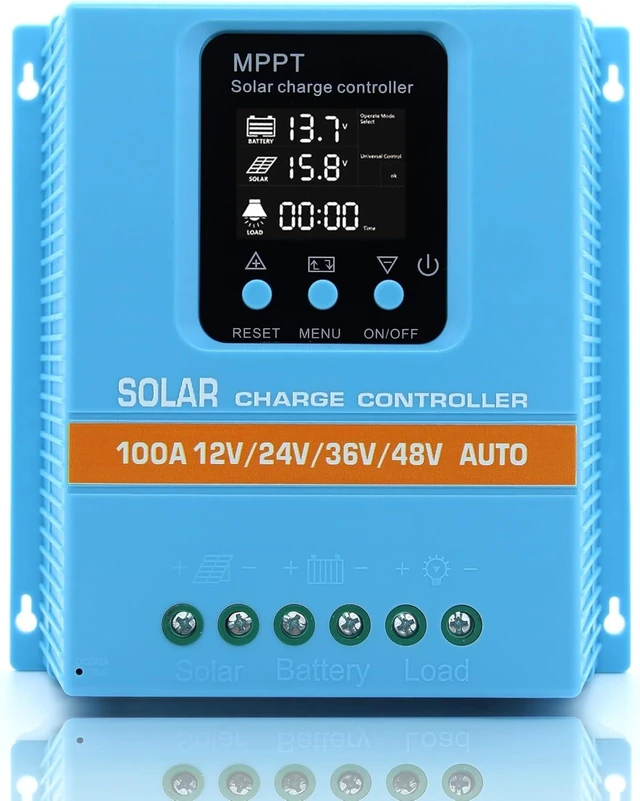 Main image of Upgraded 100A MPPT Solar Charge Controller, 12V 24V 36V 48V with LCD Display - Max 100V Input, Dual USB for Lead-Acid/Lithium