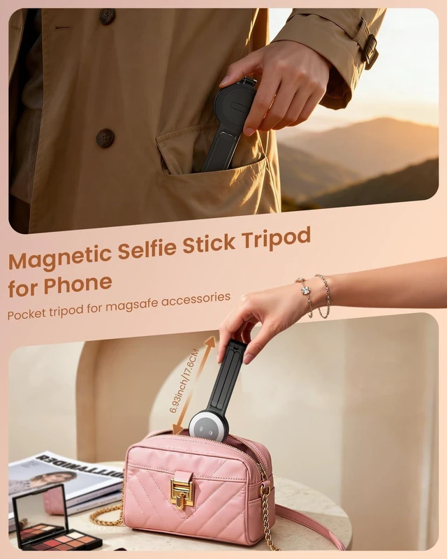 Alt view image 5 of 6 - 2-in-1 Magnetic Phone Tripod & Selfie Light, MagSafe Tripod Phone Mount Smartphone Stand Selfie Stick with Fill Light for iPhone Accessories