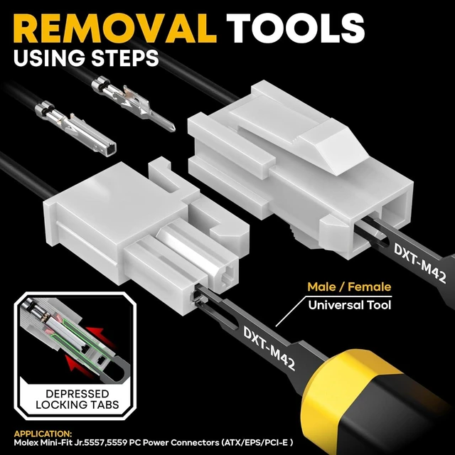Alt view image 4 of 7 - Crimp Tool Mini-Fit Jr Kit 22 Types of 2-20 Pin Molex 4.2mm Connectors, 18-26 AWG Wire Gauge w/ Remove Tool, Crimping Tool (30-16 AWG) Compatible with JST, KF2510, AMP, Dupont, RC Servos & Futaba
