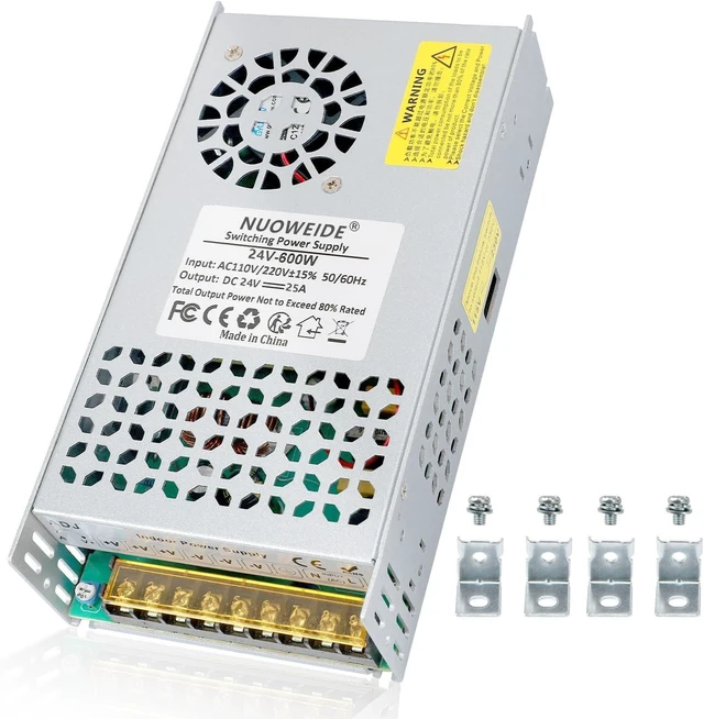 Main image of 24V 25A 600W Switching Power Supply, 110V AC to DC 24V Converter for LED Strip, Motor Pump, CCTV Camera System, Radio, Car Stereo & 3D Printer