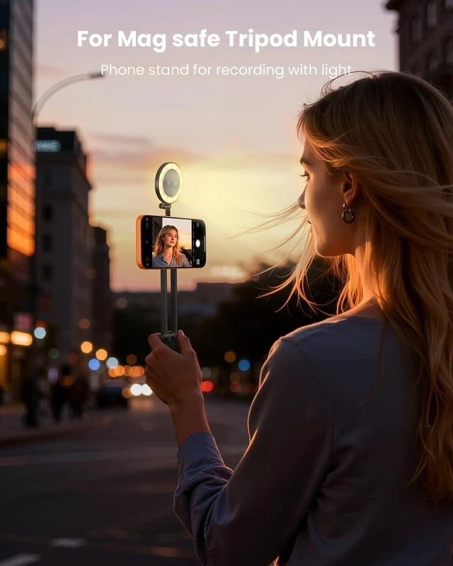 Alt view image 6 of 6 - 2-in-1 Magnetic Phone Tripod & Selfie Light, MagSafe Tripod Phone Mount Smartphone Stand Selfie Stick with Fill Light for iPhone Accessories