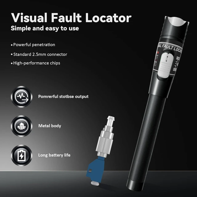 Alt view image 2 of 7 - Visual Fault Locator VFL 80KM, Fiber Optic Tester Kit with FC/LC/SC/ST Compatibility, Single Mode 9/125m for Telecom Maintenance & Data Centers