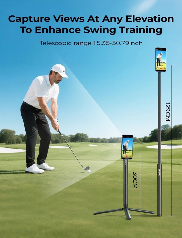 Alt view image 5 of 7 - Golf Tripod & Monopod Selfie Stick with Magnetic Phone Mount & Ground Pointed Pile, Cellphone Holder for Recording Golf Swing, Swing Training Assist, Compatible with All Phones