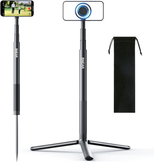 Main image of Golf Tripod & Monopod Selfie Stick with Magnetic Phone Mount & Ground Pointed Pile, Cellphone Holder for Recording Golf Swing, Swing Training Assist, Compatible with All Phones
