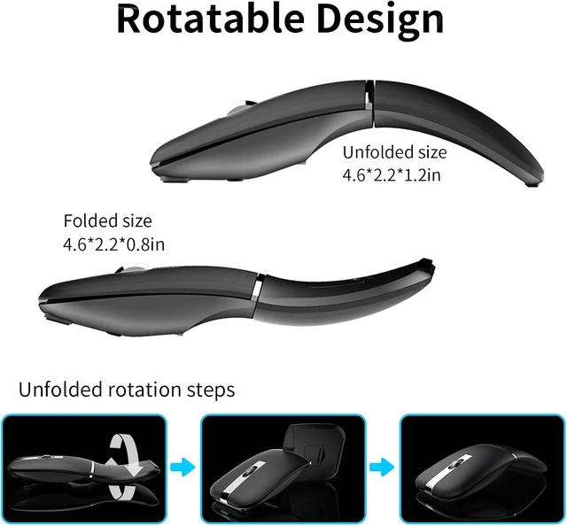 Alt view image 3 of 7 - Rechargeable Bluetooth Arc Travel Mouse BT & USB Wireless Dual Mode