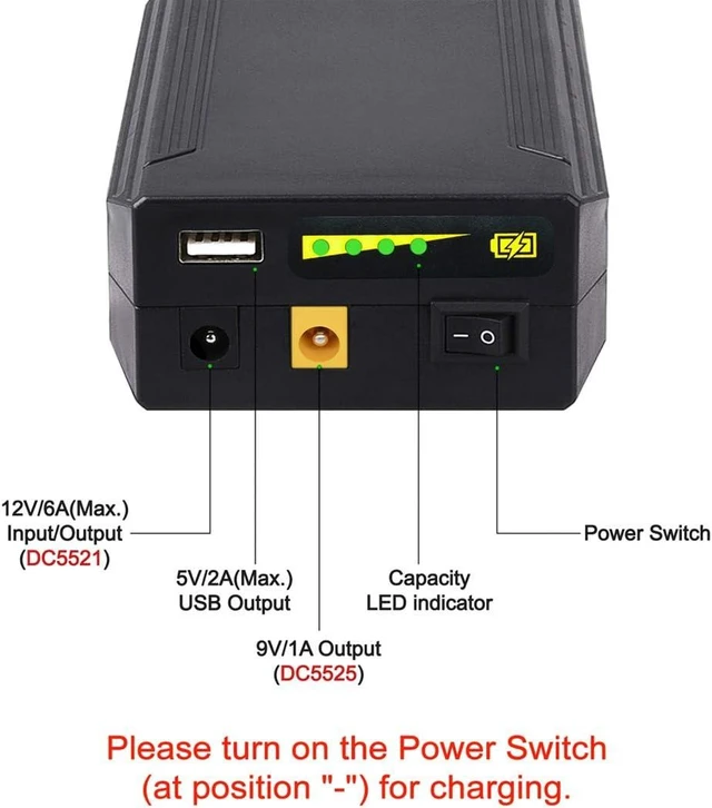 Alt view image 2 of 5 - Portable Power Bank 99.9Wh Multi Voltage 12V/9V & 5V USB Power Supply for LED Strip, CCTV Camera, Heated Jacket, Phone & Spectra Pump