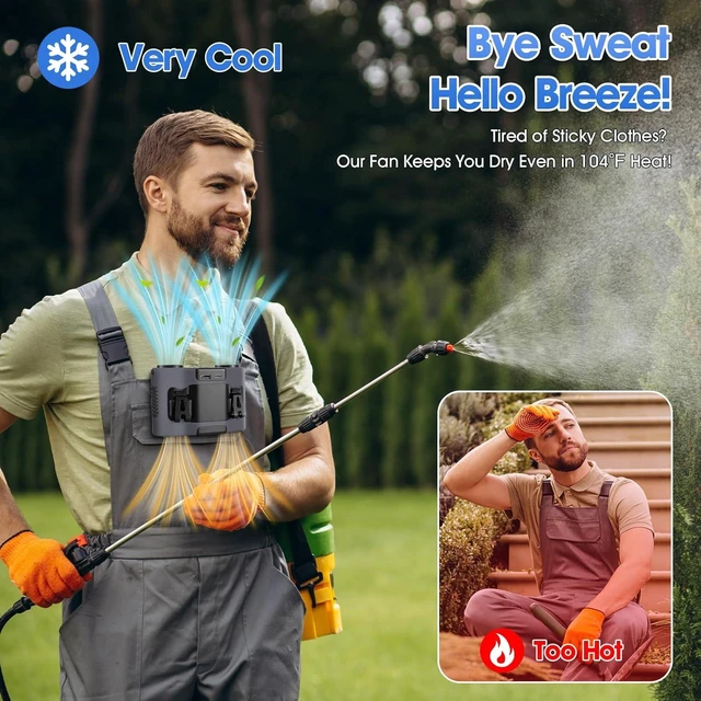 Alt view image 5 of 7 - 42H Portable Waist Fan 28000mAh Rechargeable Wearable Belt Fan, 16000 RPM Powerful Neck/Body/Shirt Personal Cooling Fan for Outdoor, Jobsite, Camping & Travel, Grey
