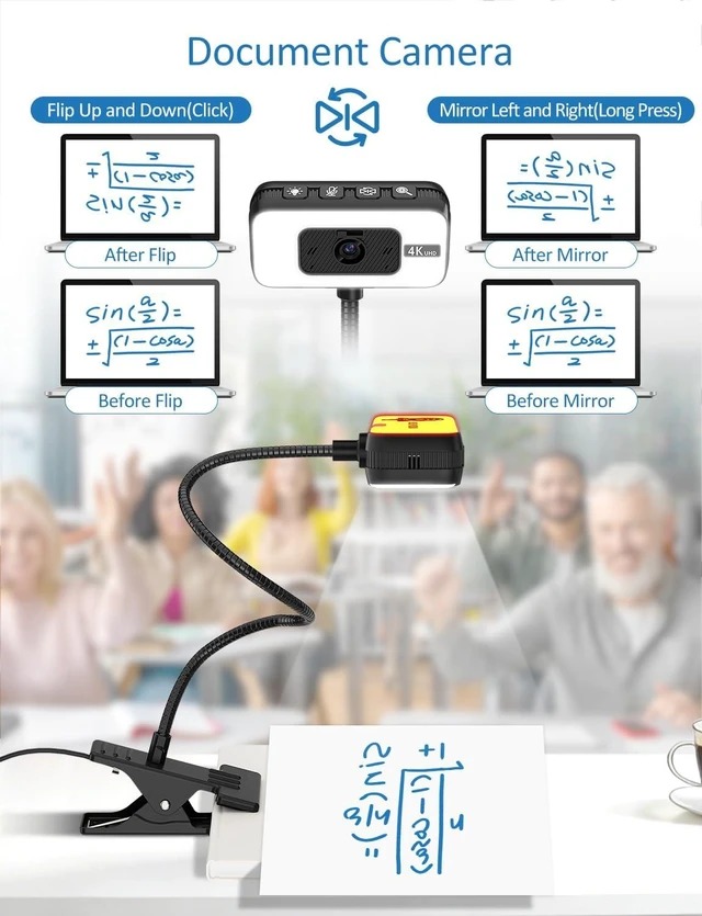 Alt view image 5 of 7 - 4K Streaming Webcam for PC with Light & Microphone, Plug and Play USB Web Cam with Bracket for Desktop/Laptop Computer, Live Streaming, Video Calls, and Meetings