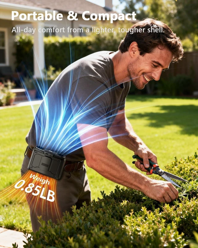 Alt view image 3 of 7 - 20000mAh Personal Waist Fan 22000RPM Dual Motors, 200% Strong Airflow & True High Speed, Up to 41H Cooling, Rechargeable Portable Fan for Jobsite, Travel & World Cup, Gift for Men, Dad & Him