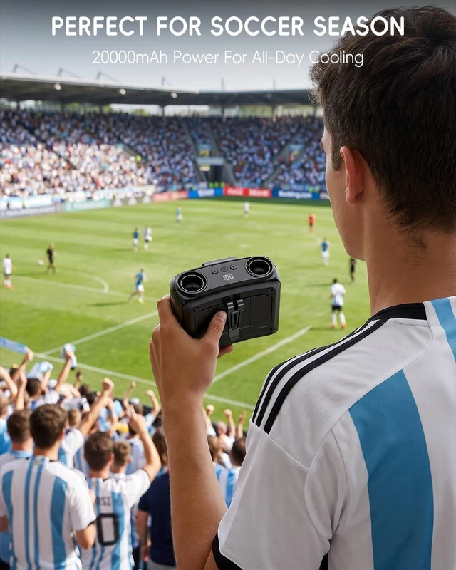 Alt view image 5 of 7 - 20000mAh Personal Waist Fan 22000RPM Dual Motors, 200% Strong Airflow & True High Speed, Up to 41H Cooling, Rechargeable Portable Fan for Jobsite, Travel & World Cup, Gift for Men, Dad & Him