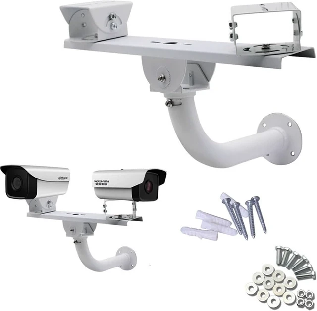Alt view image 6 of 6 - L-Type Metal Security Camera Mount Double Camera Horizontal Cross Bar Bracket, One to 2 Wall Mounting with 2 Base Brackets