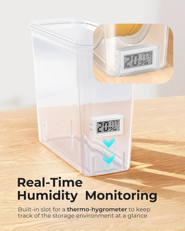 Alt view image 4 of 7 - Pro Filament Storage Box with Temperature & Humidity Monitor Airtight Container with Desiccant for 1KG 1.75mm PLA, ABS, PETG & TPU, Single Spool 3D Printer (6)