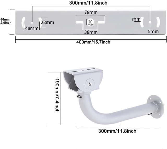 Alt view image 5 of 6 - L-Type Metal Security Camera Mount Double Camera Horizontal Cross Bar Bracket, One to 2 Wall Mounting with 2 Base Brackets